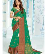 Green Woven Art Silk Saree With Blouse