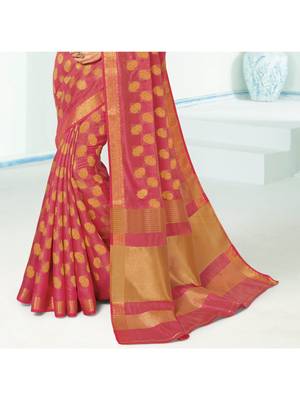 Pink Woven Art Silk Saree With Blouse 3