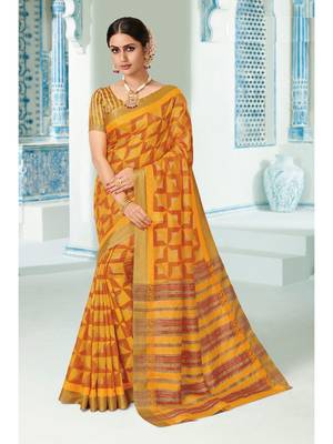 Yellow Woven Art Silk Saree With Blouse 1