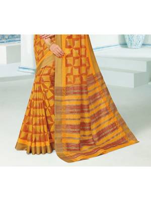 Yellow Woven Art Silk Saree With Blouse 3