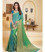 Blue Woven Chiffon Saree With Blouse