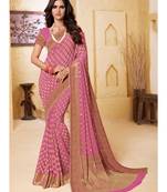 Pink Woven Chiffon Saree With Blouse