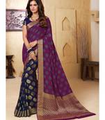 Blue Woven Chiffon Saree With Blouse