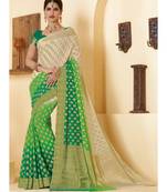 Green Woven Chiffon Saree With Blouse