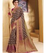 Beige Woven Chiffon Saree With Blouse