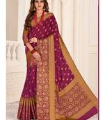 Purple Woven Chiffon Saree With Blouse