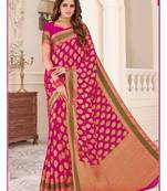 Pink Woven Chiffon Saree With Blouse