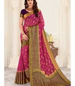 Magenta Woven Chiffon Saree With Blouse