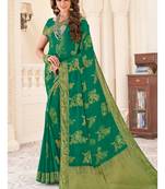 Green Woven Chiffon Saree With Blouse