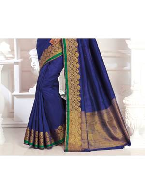 Blue Woven Art Silk Saree With Blouse 3