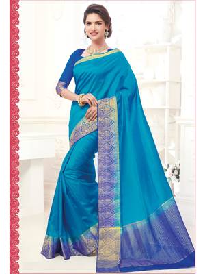 Blue Woven Art Silk Saree With Blouse 1