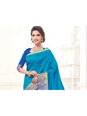 Blue Woven Art Silk Saree With Blouse 2