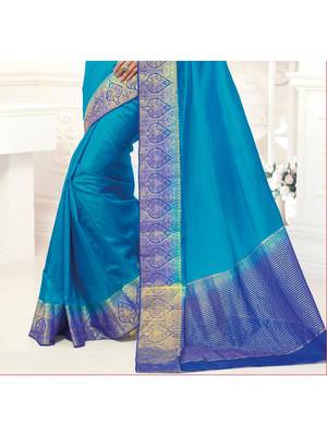 Blue Woven Art Silk Saree With Blouse 3