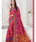 Magenta Woven Art Silk Saree With Blouse