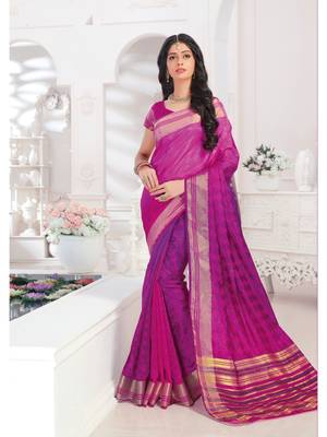 Magenta Woven Art Silk Saree With Blouse 1