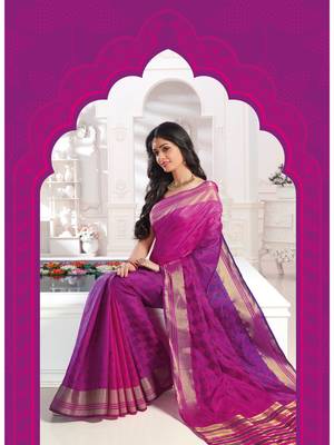Magenta Woven Art Silk Saree With Blouse 2