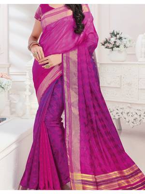Magenta Woven Art Silk Saree With Blouse 3