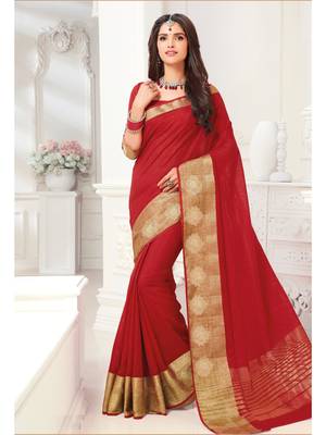 Red Woven Art Silk Saree With Blouse 1