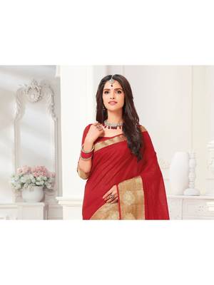 Red Woven Art Silk Saree With Blouse 2