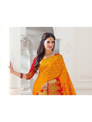 Yellow Woven Art Silk Saree With Blouse 2
