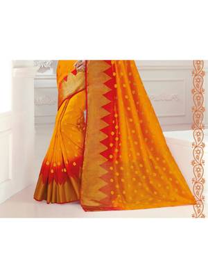 Yellow Woven Art Silk Saree With Blouse 3