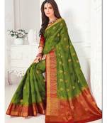 Green Woven Art Silk Saree With Blouse