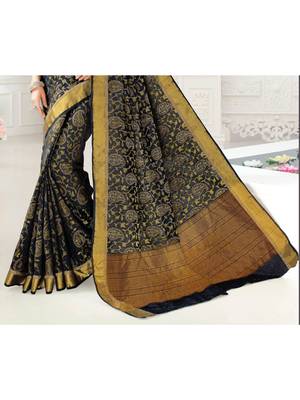Black Woven Art Silk Saree With Blouse 3