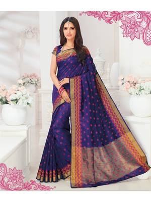 Purple Woven Art Silk Saree With Blouse 1