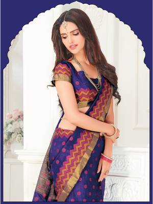 Purple Woven Art Silk Saree With Blouse 2