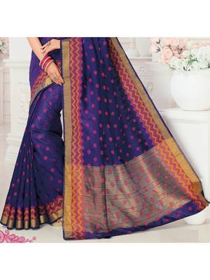 Purple Woven Art Silk Saree With Blouse 3