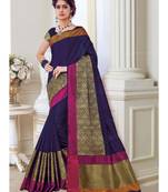 Blue Woven Art Silk Saree With Blouse