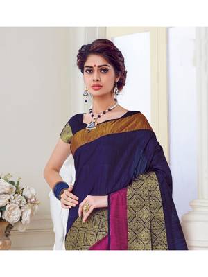 Blue Woven Art Silk Saree With Blouse 2