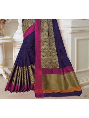 Blue Woven Art Silk Saree With Blouse 3
