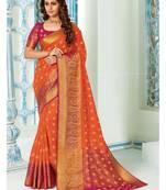 Orange Woven Art Silk Saree With Blouse