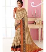 Cream Woven Art Silk Saree With Blouse