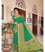 Green Woven Silk Blend Saree With Blouse