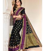Black Woven Silk Blend Saree With Blouse