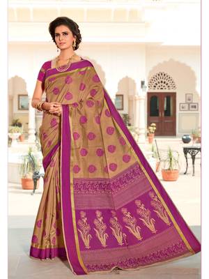 Beige Woven Silk Blend Saree With Blouse 1
