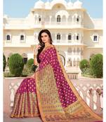 Magenta Woven Silk Blend Saree With Blouse