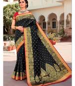 Black Woven Silk Blend Saree With Blouse