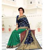 Green Woven Silk Blend Saree With Blouse