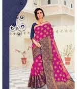 Magenta Woven Silk Blend Saree With Blouse