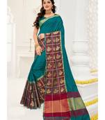 Turquoise Embroidered Art Silk Saree With Blouse