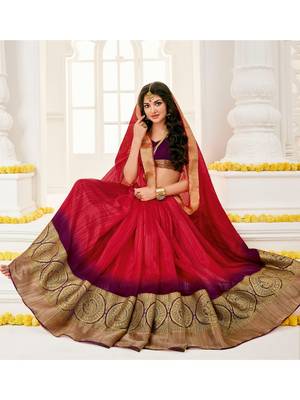 Magenta Embroidered Art Silk Saree With Blouse 1