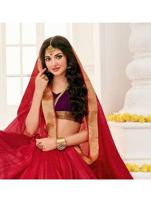 Magenta Embroidered Art Silk Saree With Blouse 2