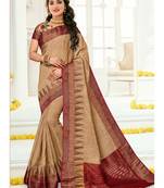 Beige Embroidered Art Silk Saree With Blouse
