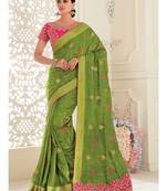 Green Embroidered Art Silk Saree With Blouse