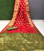 Womens Designer Pink Banarasi  Saree With Designer Blouse