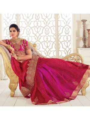 Magenta Embroidered Art Silk Saree With Blouse 1
