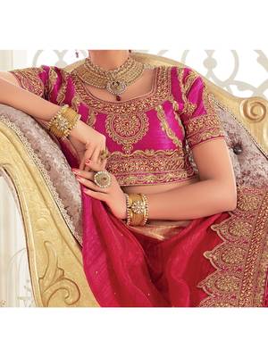 Magenta Embroidered Art Silk Saree With Blouse 2